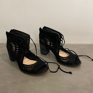 Vince Camuto Block Heeled Sandals, Black, Size 6